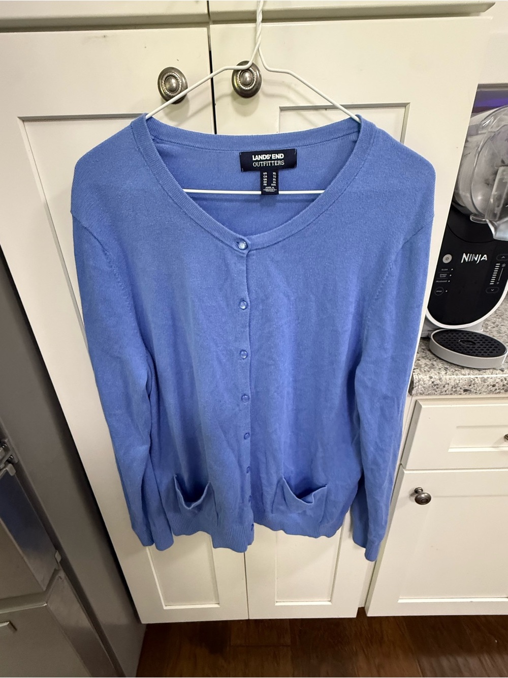 Lands' End Women's Periwinkle Button-Front V-Neck Cardigan